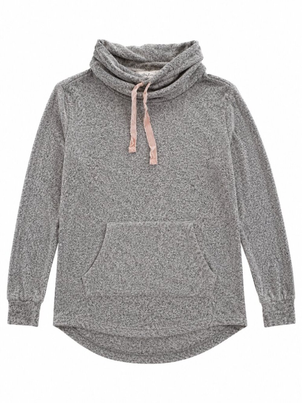 Ultra Flirt Gray Marled Cowl Neck Pullover Sweater Soft Cozy Pocket Top M